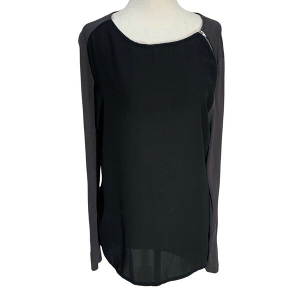william Rast Black/Grey Long Sleeve Tunic T-shirt Top XS - Picture 2 of 8